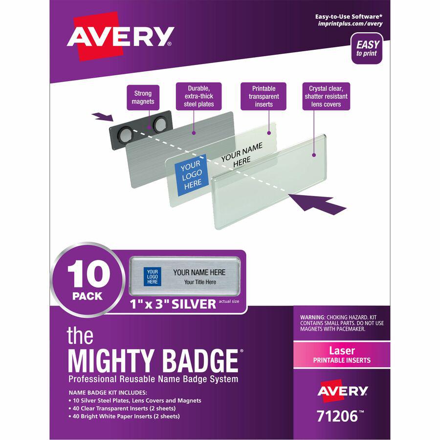The Mighty Badge&reg; by Avery&reg; Reusable Magnetic Professional Name Badge Kits - 10 / Pack. Picture 4