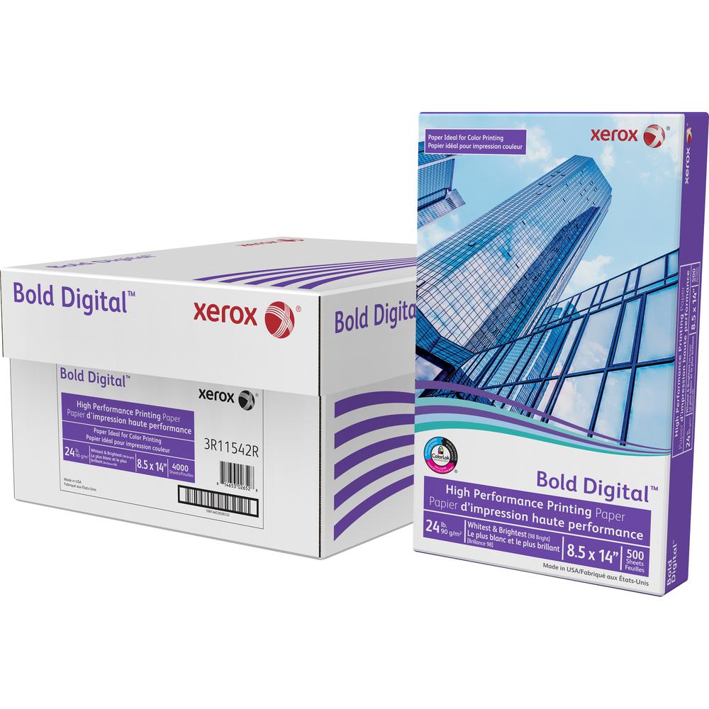Xerox Bold Digital High Performance Paper - White - 98 Brightness - 8 1/2" x 14" - 24 lb Basis Weight - White - 8 / Carton. Picture 2
