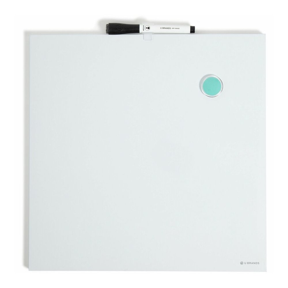 U Brands Magnetic Frameless Dry-Erase Board - 14" (1.2 ft) Width x 14" (1.2 ft) Height - White Painted Steel Surface - Square - Horizontal/Vertical - Magnetic - 1 Each. Picture 3