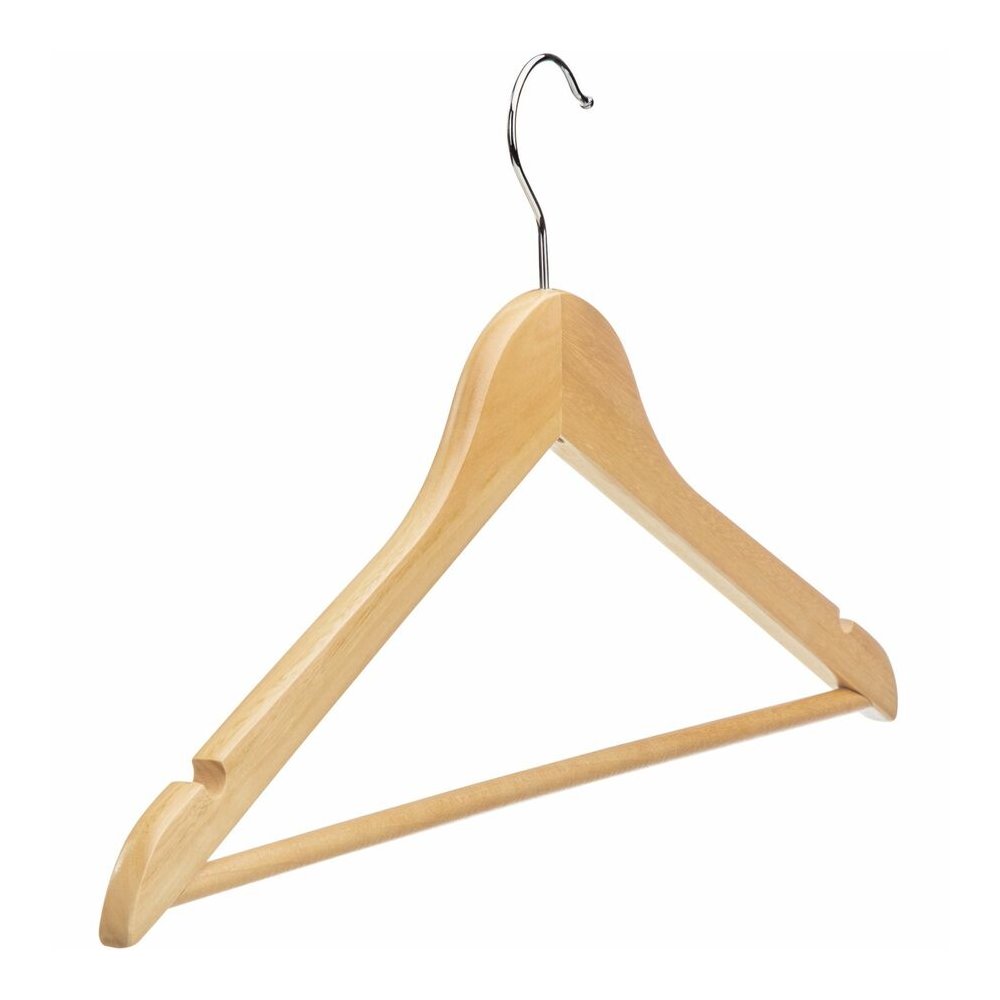 Lorell Wooden Coat Hangers - 7.2" Height x 13.8" Width - for Coat, Clothes, Garment - Wooden, Metal - Natural - 30 / Carton. Picture 10