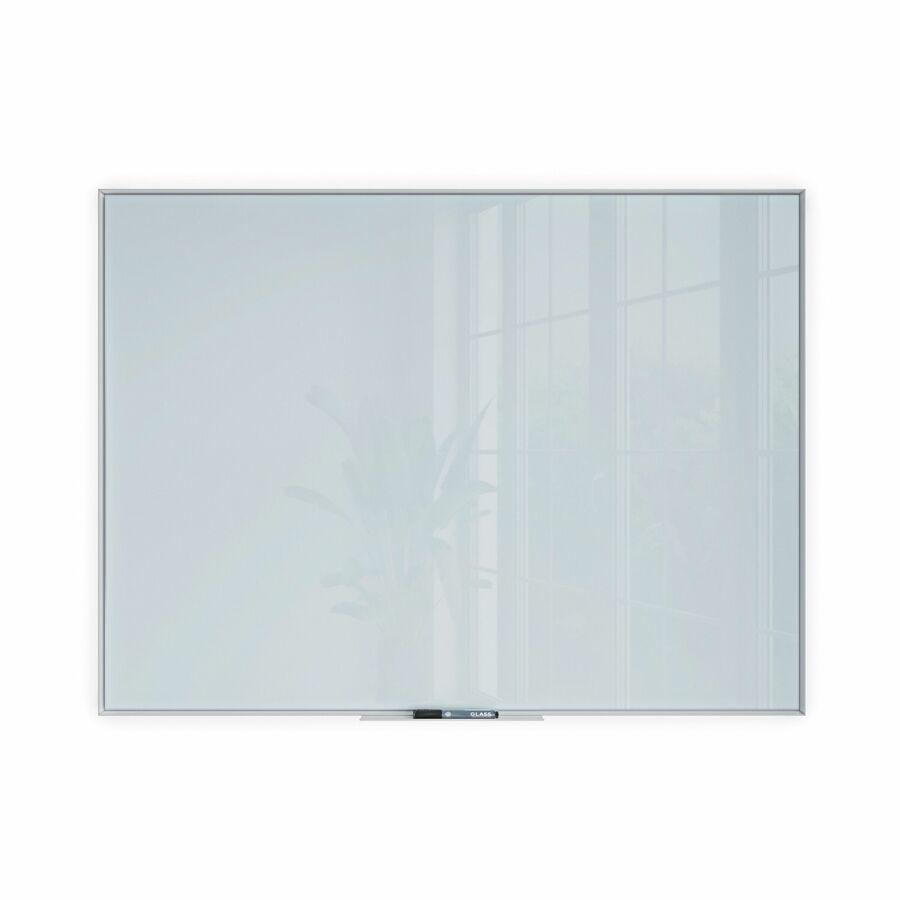U Brands Glass Non-Magnetic Dry-Erase Board - 48" (4 ft) Width x 36" (3 ft) Height - Frosted White Tempered Glass Surface - White Aluminum Frame - Rectangle - Horizontal/Vertical - 1 Each. Picture 3