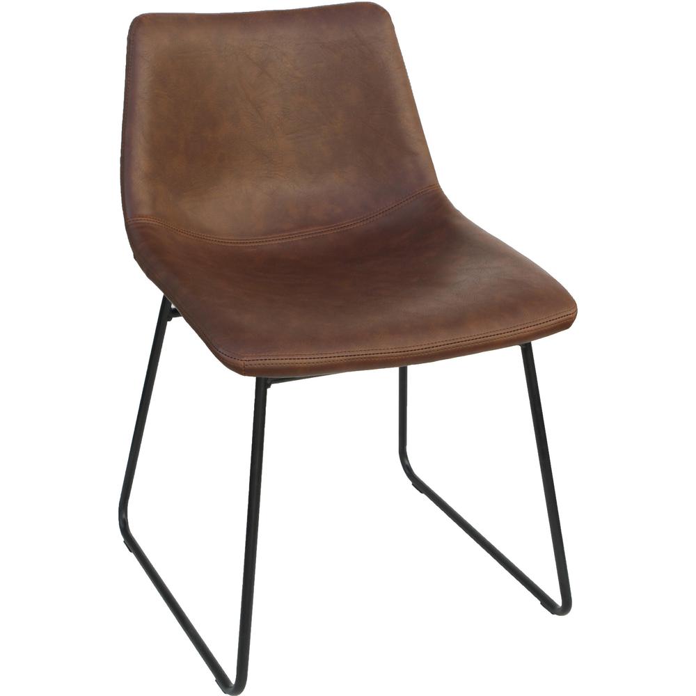 Lorell Sled Guest Chairs - Tan Bonded Leather Seat - Mid Back - Sled Base - Tan - Bonded Leather - 2 / Carton. Picture 2