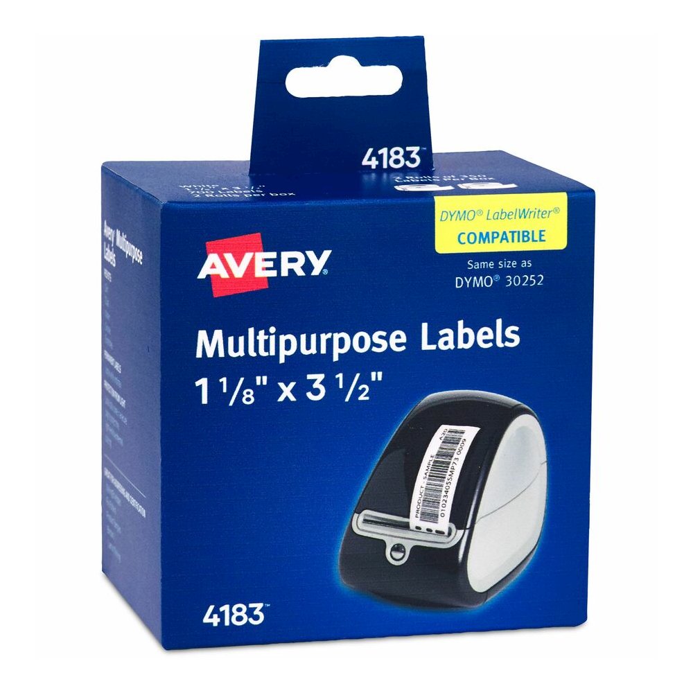 Avery&reg; Direct Thermal Roll Labels - 3 1/2" Height x 1 1/8" Width - Permanent Adhesive - Rectangle - Thermal - Bright White - Paper - Water Resistant - 350 / Sheet - 350 / Roll - 2 Total Sheets - 7. Picture 2