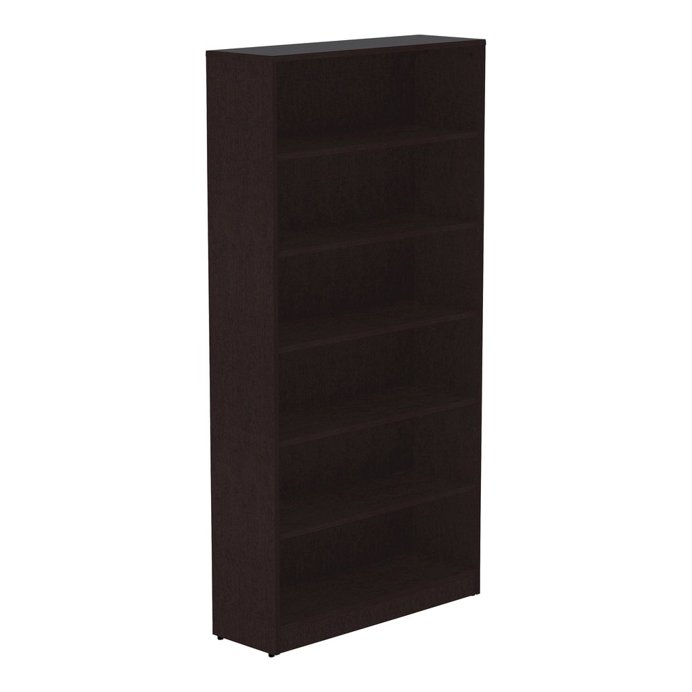 Lorell Laminate Bookcase - 0.7" Thickness Shelf, 72" Height x 36" Width x 12" Depth - 6 Shelve(s) - 5 Adjustable Shelf(ves) - Square Edge - Material: Thermofused Laminate (TFL) - Finish: Espresso - St. Picture 6