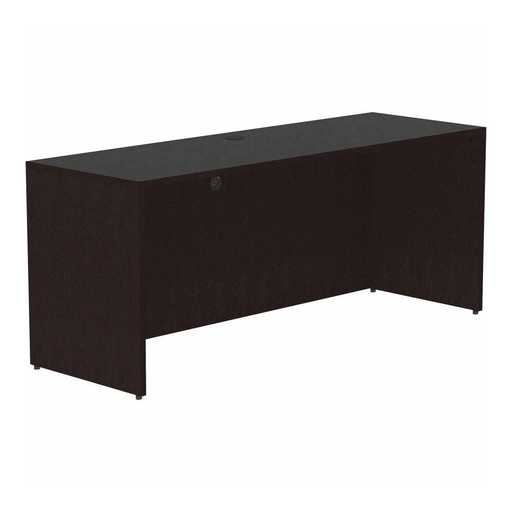 Lorell Essentials Series Credenza Shell - 29.5" Height x 70.9" Width x 23.6" Depth - Finish: Espresso, Silver Brush - Grommet, Adjustable Feet, Durable, Laminated, Cam Lock, Cord Management - 1 Each. Picture 7