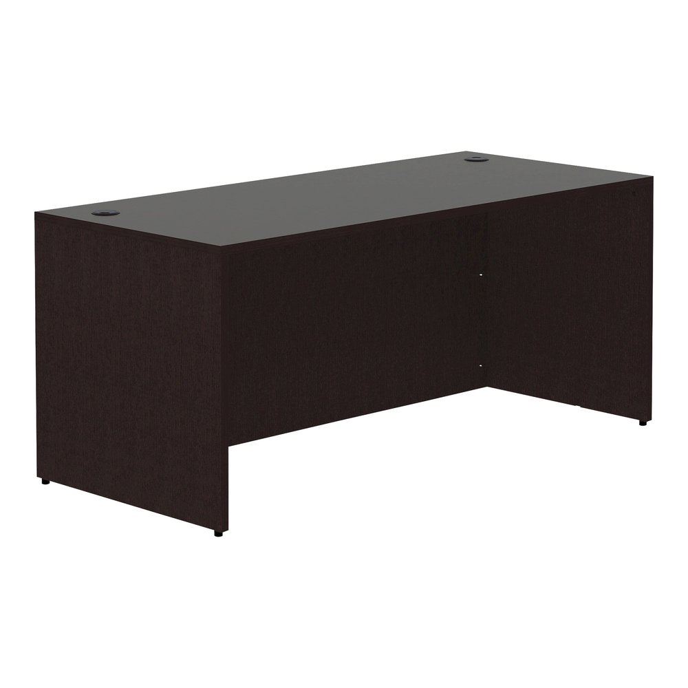 Lorell Essentials Series Rectangular Desk Shell - Rectangle - 29.5" Height x 66" Width x 30" Depth Desk Shell, 1" Thickness Top - Finish: Espresso - 1 Each. Picture 6
