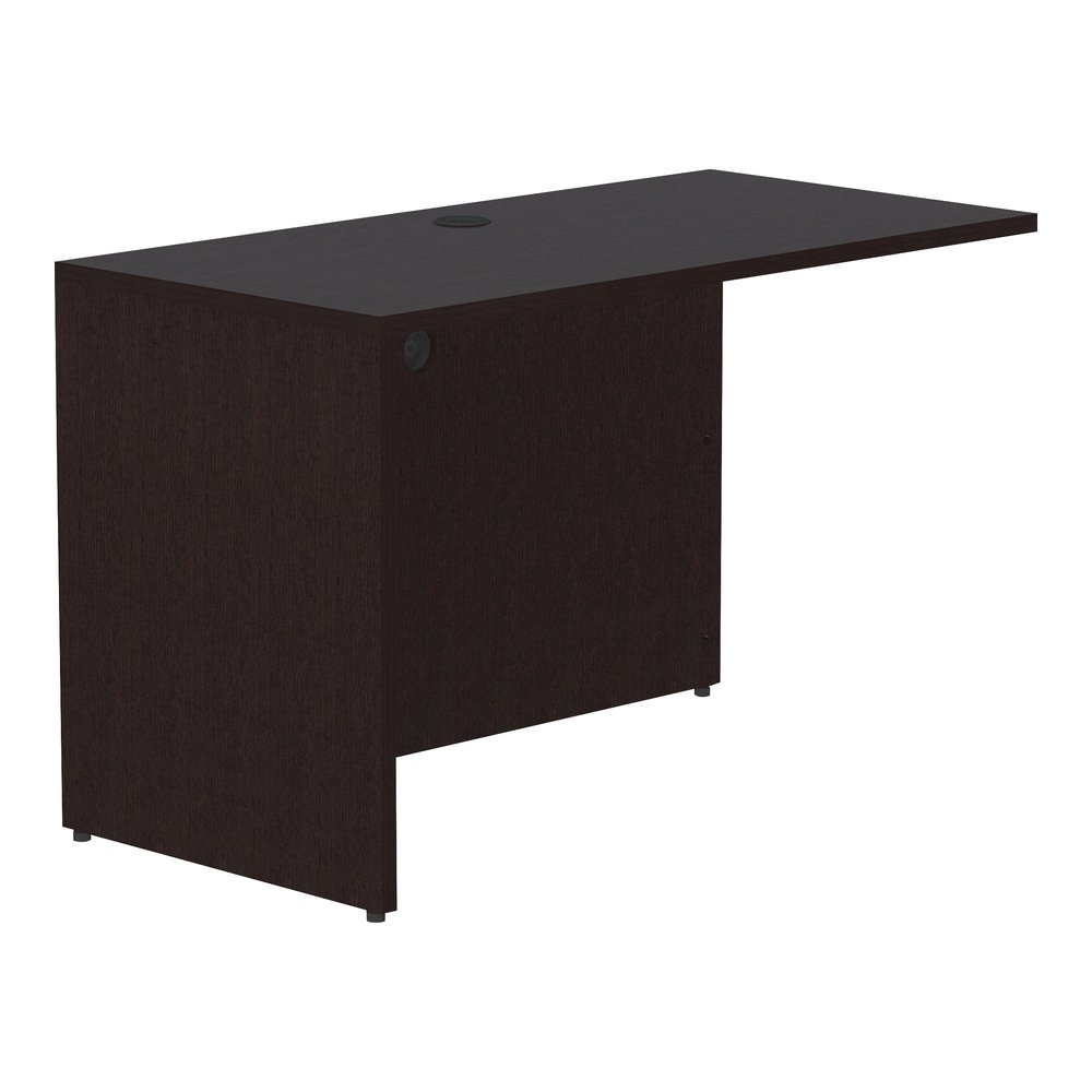 Lorell Essentials Series Return Shell - 29.5" Height x 48" Width x 24" Depth Return Shell, 1" Thickness Top - Finish: Espresso - Grommet, Adjustable Feet, Durable, Laminated, Cam Lock, Cord Management. Picture 6
