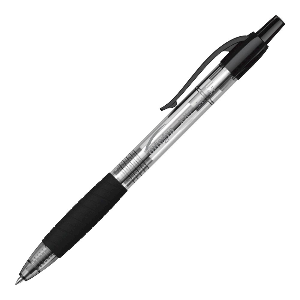 Integra Retractable 0.7mm Gel Pen - Retractable - Black Ink - Gel-based - Black Barrel - 1 Dozen. Picture 7