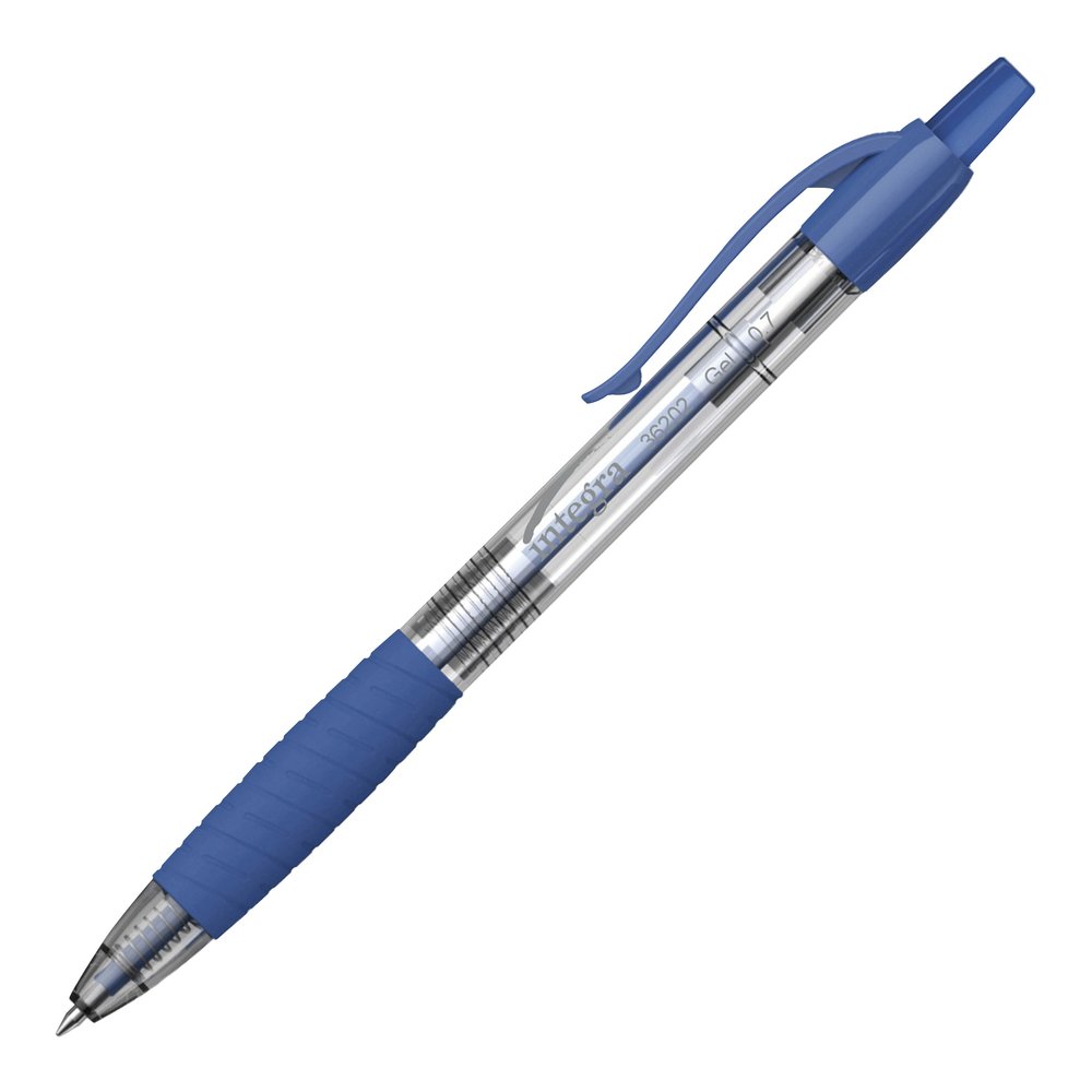 Integra Retractable 0.7mm Gel Pen - Retractable - Blue Ink - Gel-based - Blue Barrel - 1 Dozen. Picture 9