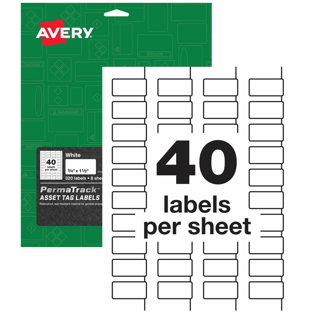 Avery&reg; PermaTrack Durable White Asset Tag Labels, 3/4" x 1-1/2" , 320 Asset Tags - Waterproof - 3/4" Width x 1 1/2" Length - Permanent Adhesive - Rectangle - Laser - Matte White - Matte - Film - W. Picture 2