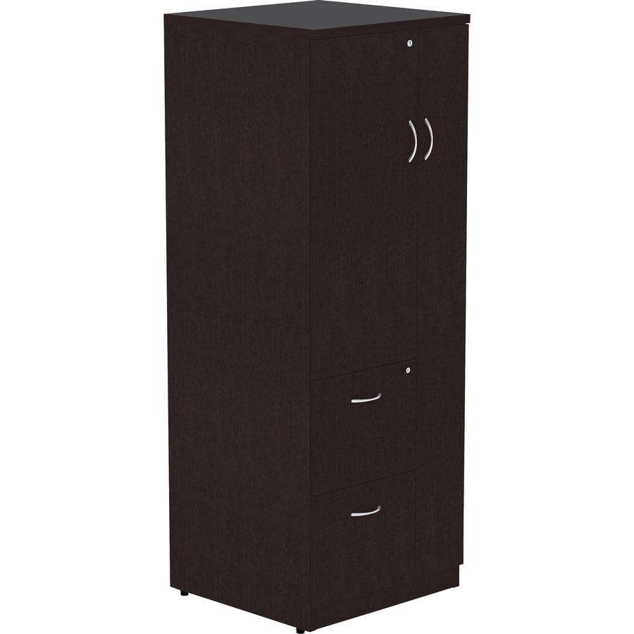 Lorell Essentials Series Tall Storage Cabinet - 65.6" Height x 23.6" Width x 23.6" Depth Cabinet - Total Drawer(s): 2 - 1 Door(s) - 2 Shelve(s) - Material: Laminate, Medium Density Fiberboard (MDF), P. Picture 9