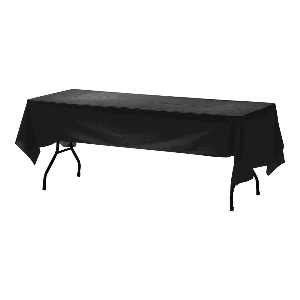 Genuine Joe Plastic Table Covers - 108" Length x 54" Width - Plastic - Black - 1 Pack. Picture 6