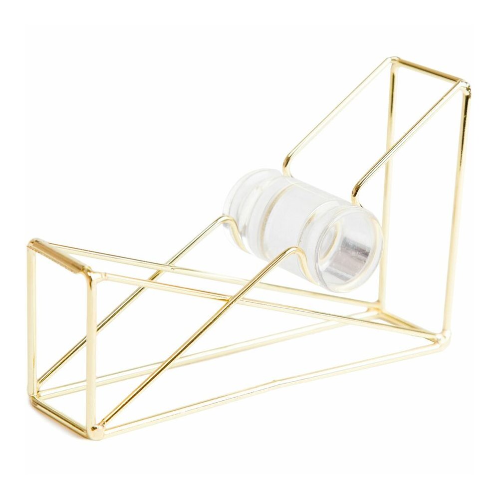 U Brands Vena Tape Dispenser - 1" Core - Refillable - Easy to Use, Sturdy, Lightweight - Wire Metal - Gold - 1 Each. Picture 6