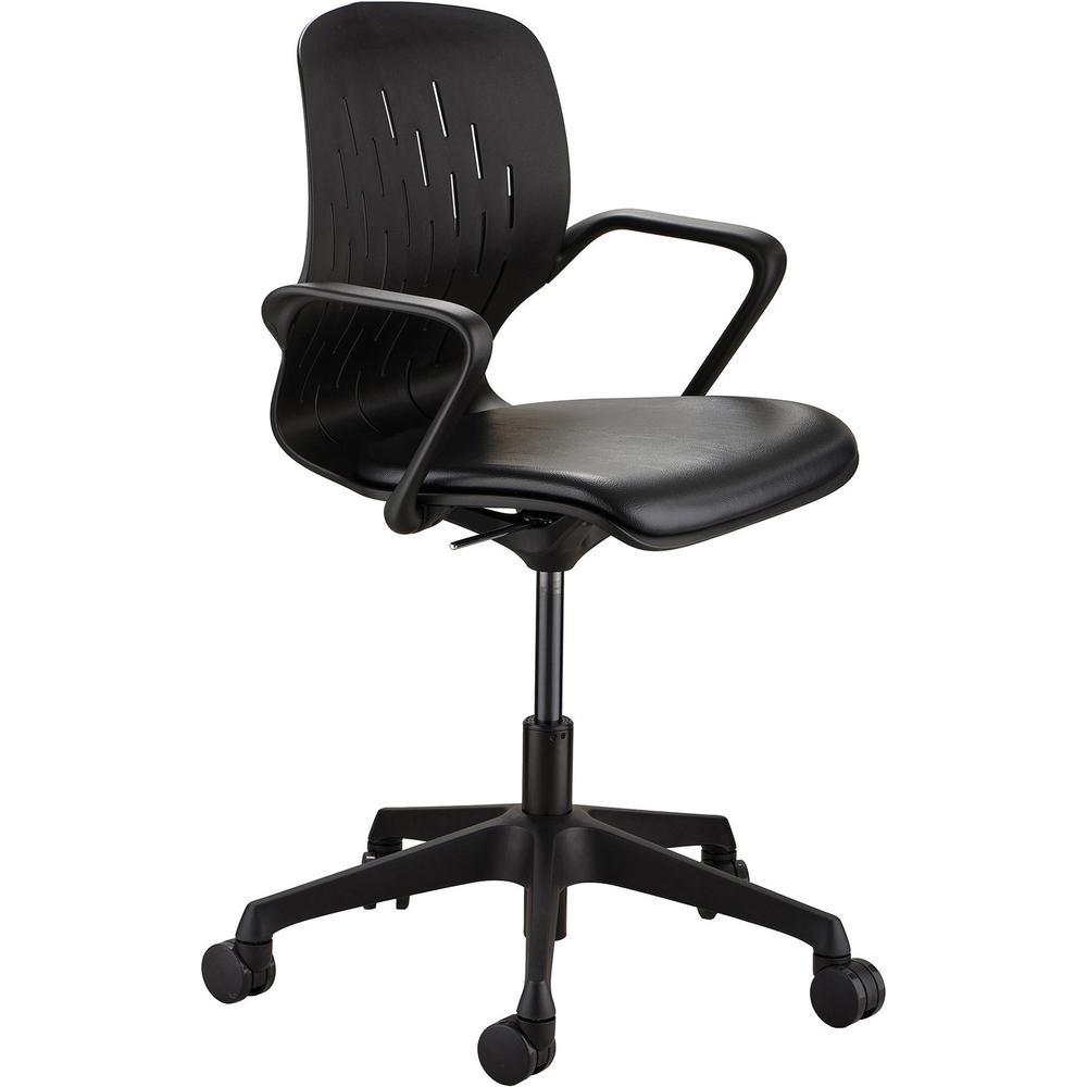 Safco Shell Desk Chair - Black Vinyl Plastic Seat - Black Plastic Back - Steel Frame - 5-star Base - 1 Each. Picture 3