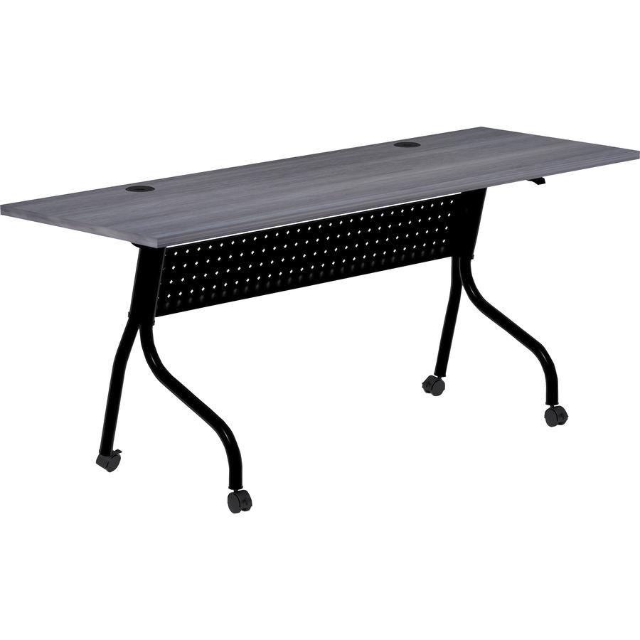 Lorell Flip Top Training Table - Charcoal Rectangle, Melamine Top - Black Four Leg Base - 4 Legs x 72" Table Top Width x 23.60" Table Top Depth - 29.50" Height - Melamine - 1 Each. Picture 12