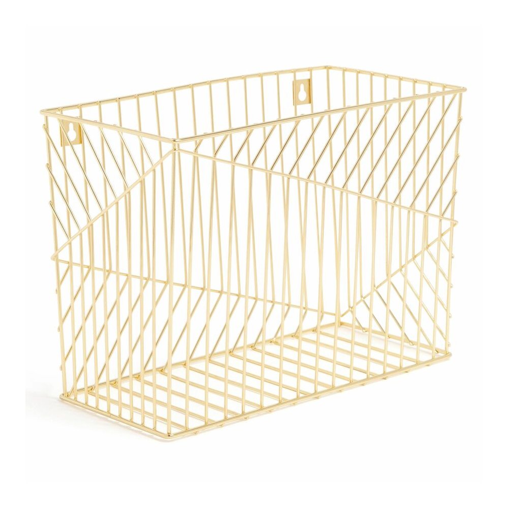 U Brands Vena Hanging File Basket - 6.80" Height x 9.50" Width x 12.40" Length - Desktop - Gold - Metal Wire - 1 Each. Picture 8