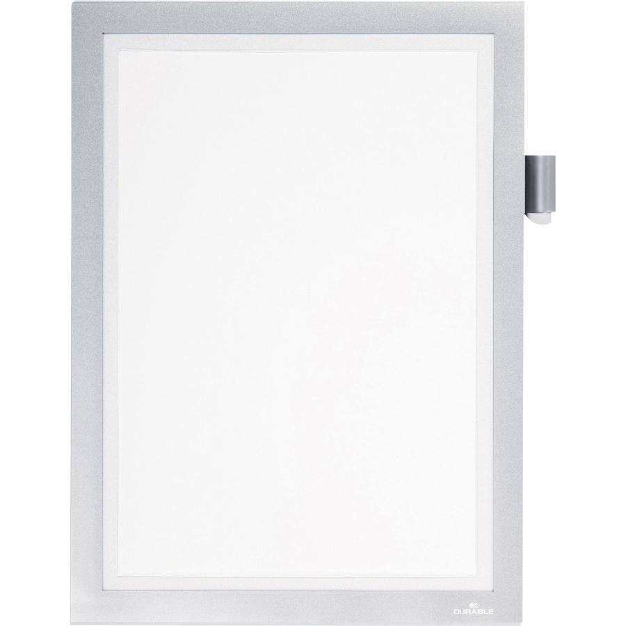 DURABLE DURAFRAME Note - Support 8.50" x 11" Media - Polyvinyl Chloride (PVC) - Silver - Self-adhesive, Magnetic, Foldable, Pen Holder - 1 Each. Picture 14