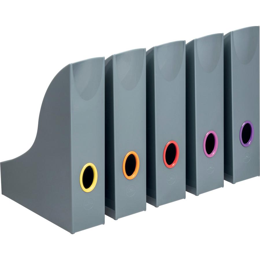 DURABLE VARICOLOR Magazine Rack Set, Gray/Multicolor - 5 pack - Gray, Multicolor - 5 / Carton. Picture 4