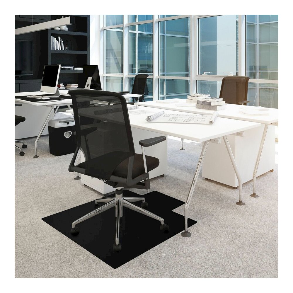 Floortex Advantagemat Black&reg; Vinyl Lipped Chair Mat for Carpets - 36" x 48" - 48" Length x 36" Width x 0.090" Depth x 0.090" Thickness - Lip Size 20" Length x 10" Width - Lipped - Classic - Vinyl,. Picture 2
