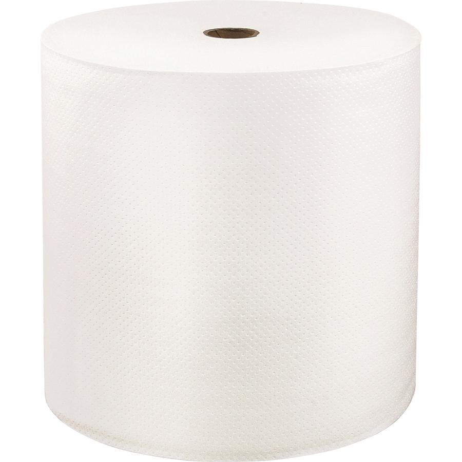 LoCor Hardwound Roll Towels - 1 Ply - 7" Width x 1000 ft Length - Fully embossed - Bright White - Fiber - 6 / Carton. Picture 2
