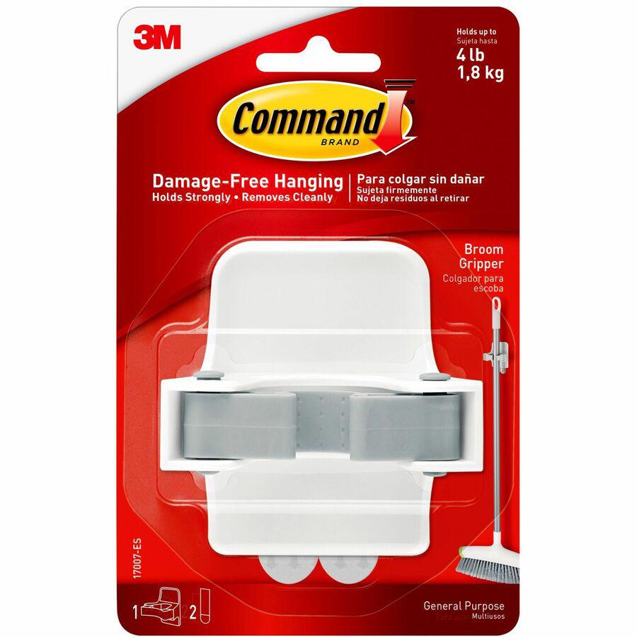 Command Broom Gripper - 4 lb (1.81 kg) Capacity - 4" Height x 5.2" Width - for Broom - Plastic - White, Clear - 1 Each. Picture 2