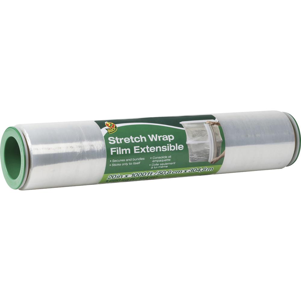 Duck Extensible Stretch Wrap Film - 20" Width x 1000 ft Length - Non-adhesive, Durable, Handle, Self-stick - Plastic Film - Clear - 1 Each. Picture 3
