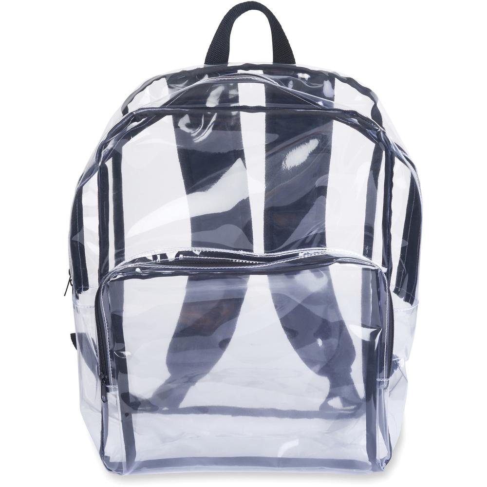 Tatco Carrying Case (Backpack) Notebook - Clear, Black - Vinyl Body - Shoulder Strap - 17.5" Height x 14.3" Width x 5.5" Depth - 1 Each. Picture 5
