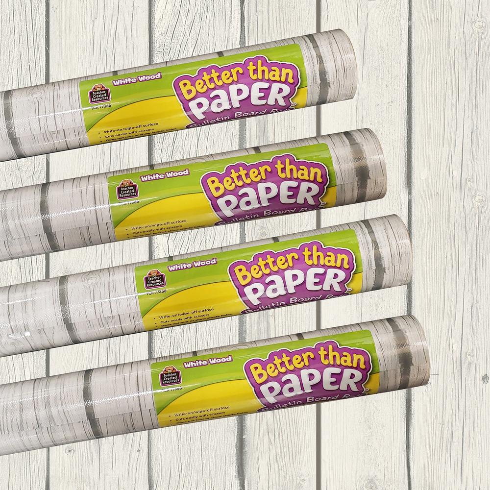 Teacher Created Resources White Wood Paper Board Roll - 12 ft Height x 48" Width - White, Gray - Wood - 1 Pack. Picture 2