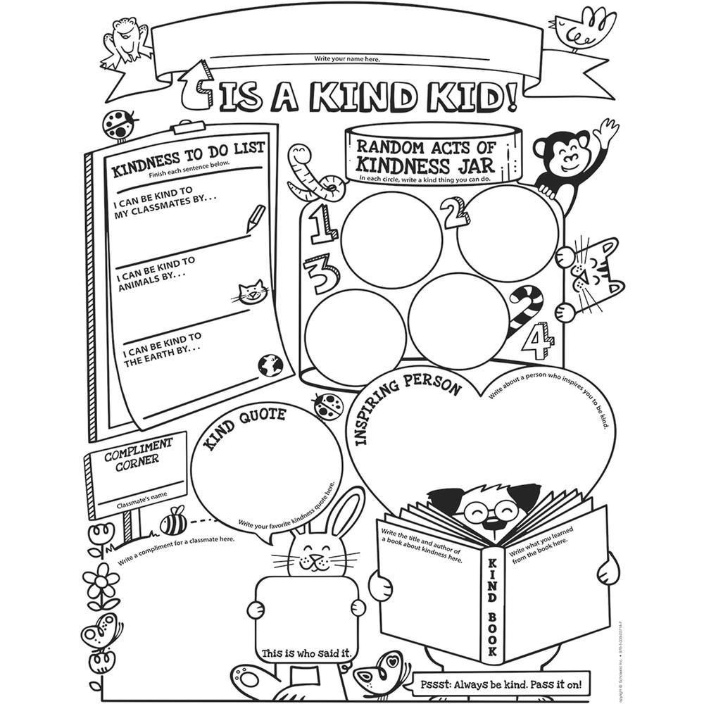 Scholastic 3-6 Class Kindness Personal Poster - 9.2" Width x 7" Height - Black, White. Picture 3