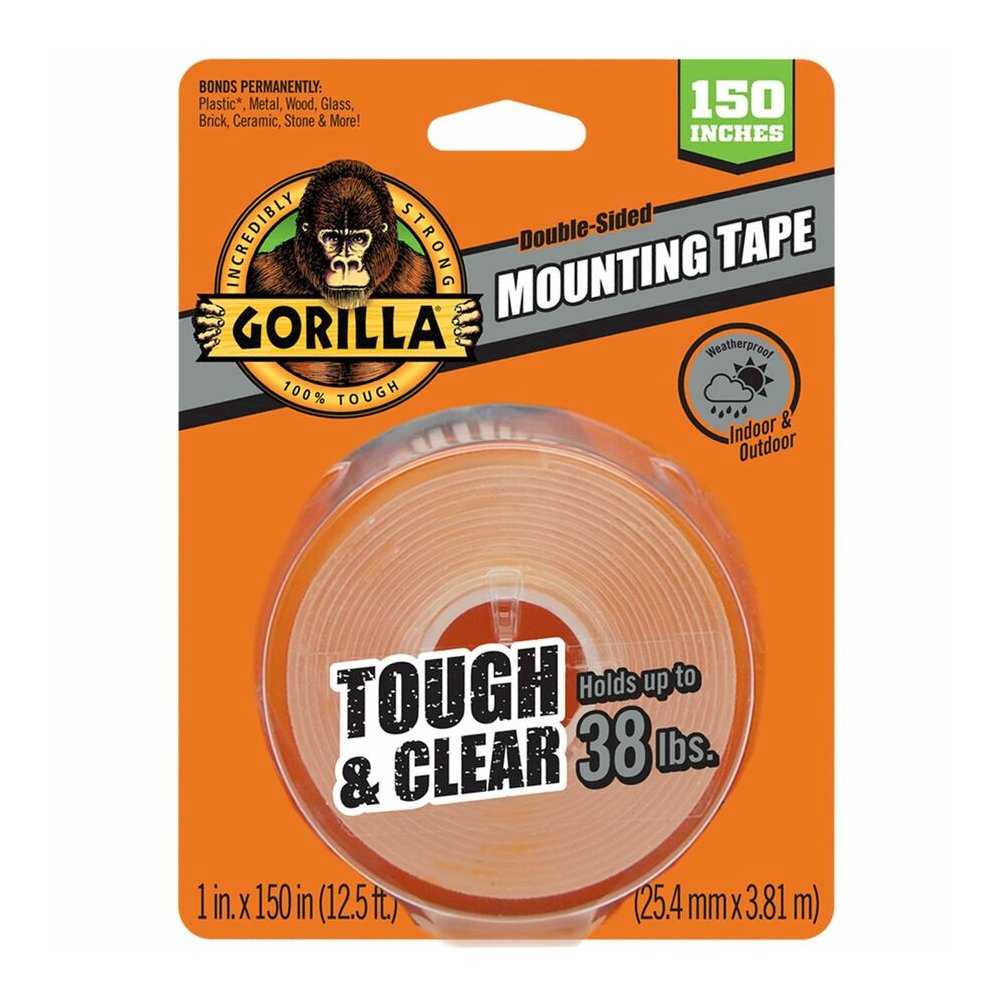 Gorilla Tough & Clear Mounting Tape - 12.50 ft Length x 1" Width - Clear - For Indoor, Outdoor, Plastic, Metal, Wood, Glass, Brick, Ceramic, Stone, DIY - 1 Each. Picture 2