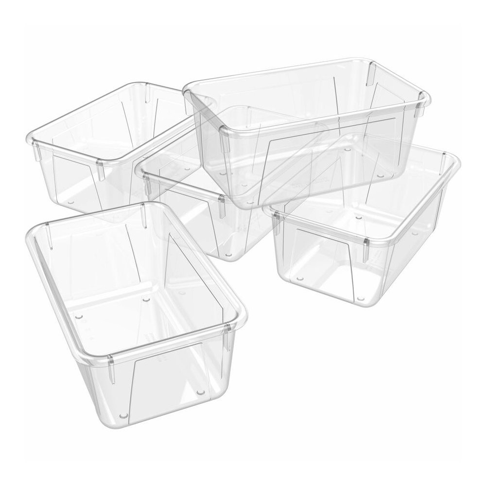 Storex Crystal Clear Cubby Bin - 5.18" Height x 7.80" Width x 12.09" Length - Clear - 5 / Carton. Picture 6