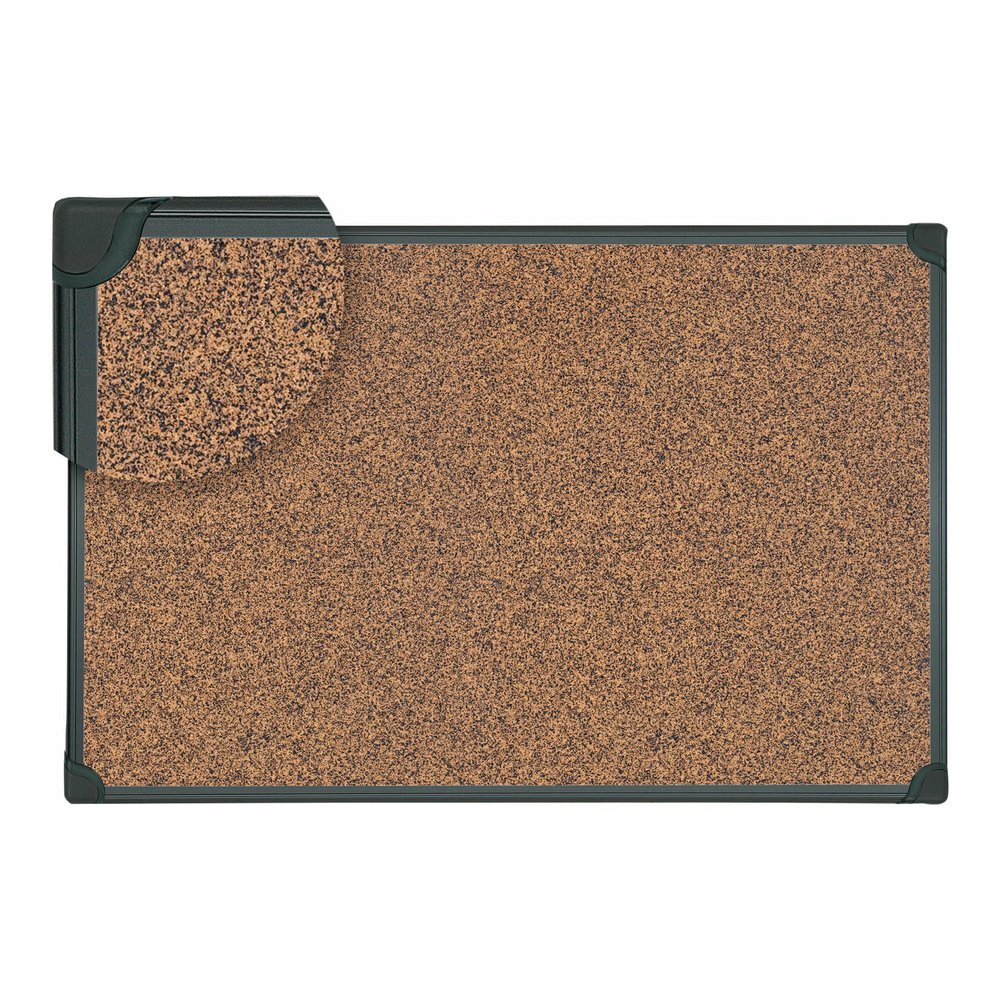 Universal Bulletin Board - 35.43" Board Height x 47.24" Board Width x 0.47" Board Depth - Brown Rubber, Cork Surface - Durable, Sleek Style, Heavy Duty, Sturdy - Black Aluminum Frame - 1 Each. Picture 2