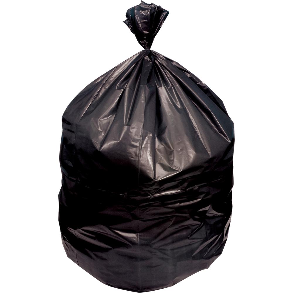 Genuine Joe Strong Economical Trash Bags - 56 gal Capacity - 48" Length x 43" Width x 0.87 mil (22 Micron) Thickness - Black - Resin - Waste Disposal - 150 / Carton. Picture 2