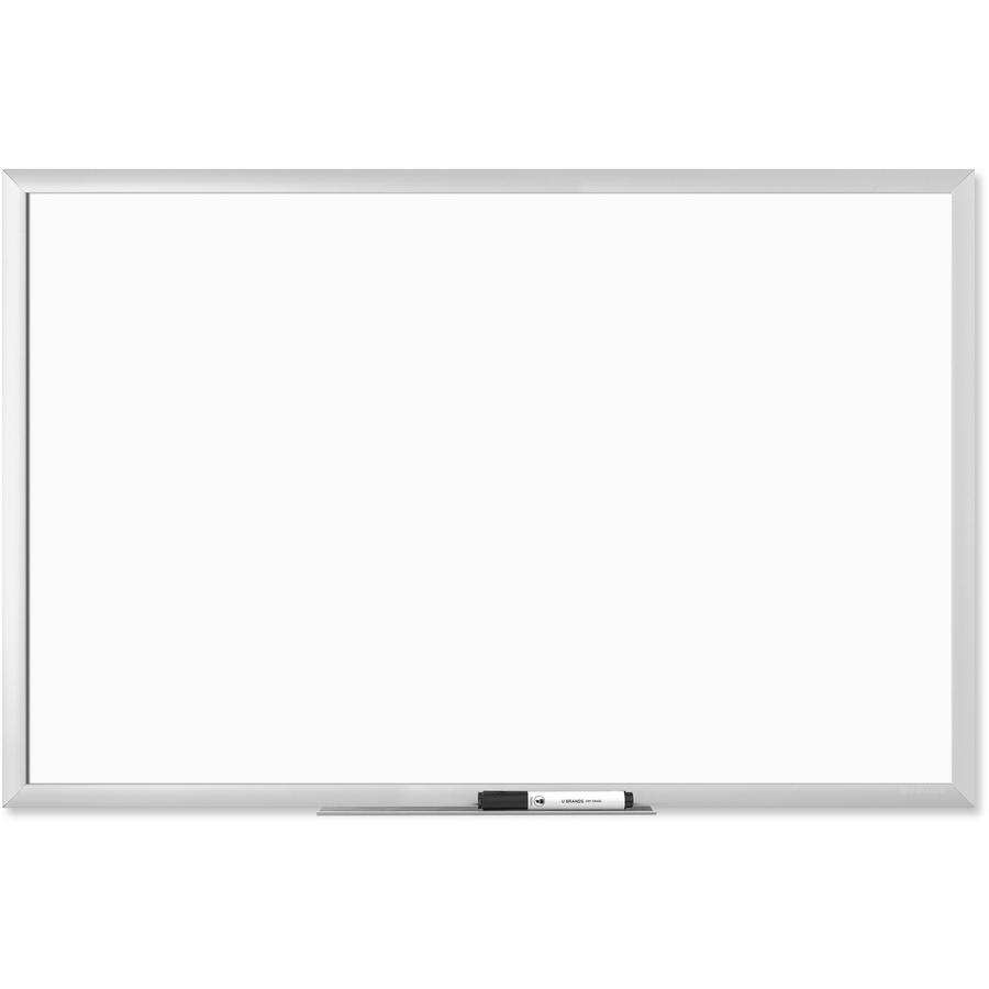 U Brands Magnetic Dry-Erase Board - 36" (3 ft) Width x 24" (2 ft) Height - White Painted Steel Surface - Silver Aluminum Frame - Rectangle - Horizontal/Vertical - Magnetic - 1 Each. Picture 7
