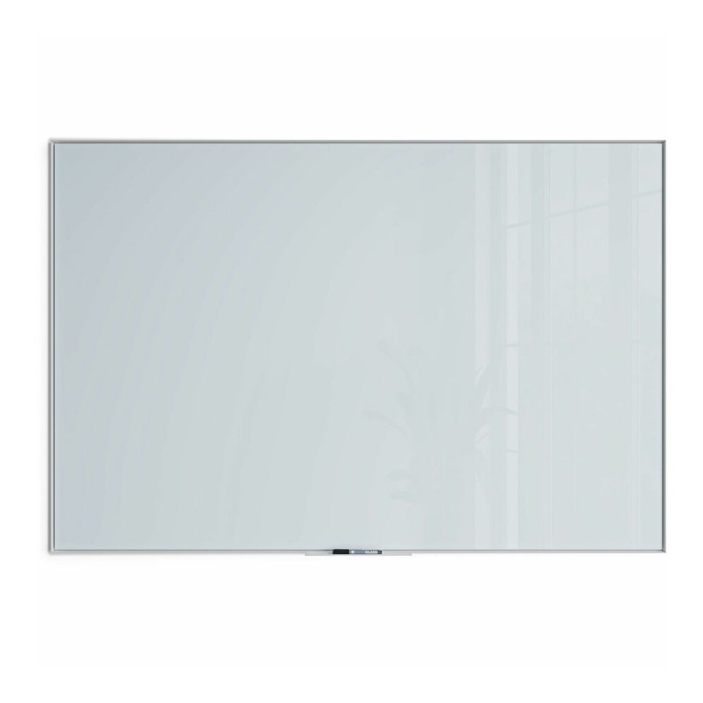 U Brands Non-Magnetic Glass Dry-Erase Board - 72" (6 ft) Width x 48" (4 ft) Height - Frosted White Tempered Glass Surface - White Aluminum Frame - Rectangle - Horizontal/Vertical - 1 Each. Picture 4