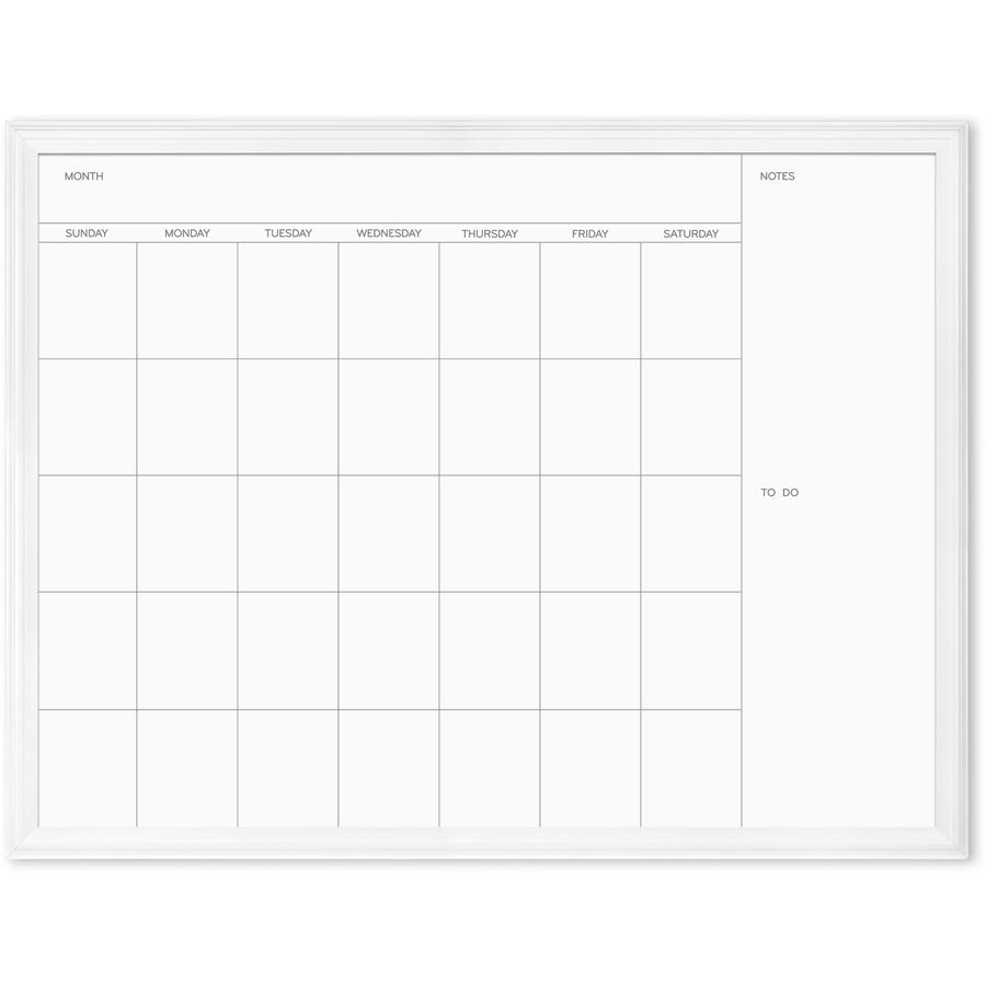 U Brands Magnetic Dry-Erase Monthly Calendar Board - 40" (3.3 ft) Width x 30" (2.5 ft) Height - White Painted Steel Surface - White Decor Frame - Rectangle - Horizontal - Magnetic - 1 Each. Picture 3