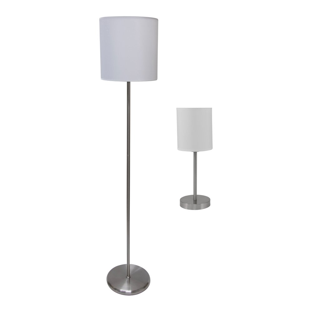 Ledu Slim Line Lamp Combo Pack - 13 W CFL, LED Bulb - Silver - Steel - Floor-mountable, Desk Mountable - Silver, White. Picture 5