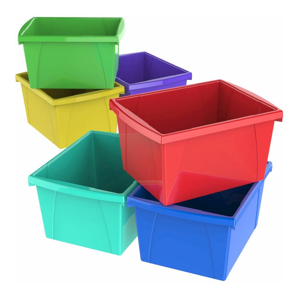Storex 4-gallon Storage Bin - 7.87" Height x 11.25" Width x 13.63" Length - Handle, Impact Resistant, Sturdy, Drop Resistant - Assorted Bright - Plastic - 1 Each. Picture 8