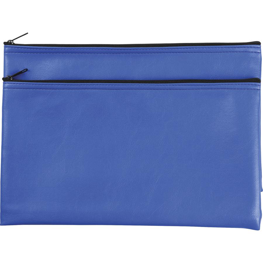 Sparco Carrying Case (Wallet) Cash, Check, Receipt, Office Supplies - Blue - Polyvinyl Chloride (PVC) Body - 11" Width x 6" Depth - 2 / Pack. Picture 3