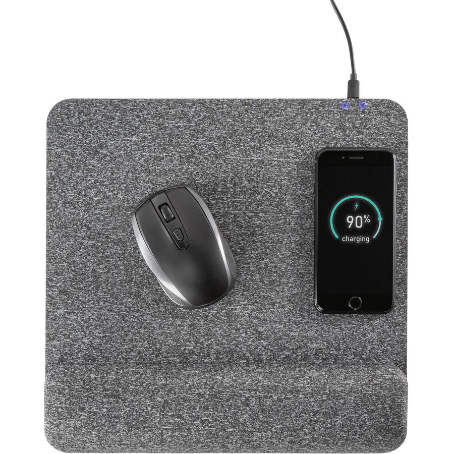 Allsop PowerTrack Plush Wireless Charging Mousepad - (32304) - 1.85" Height x 11.60" Width - Gray - Memory Foam - Mouse - Retail - 1 Each. Picture 3