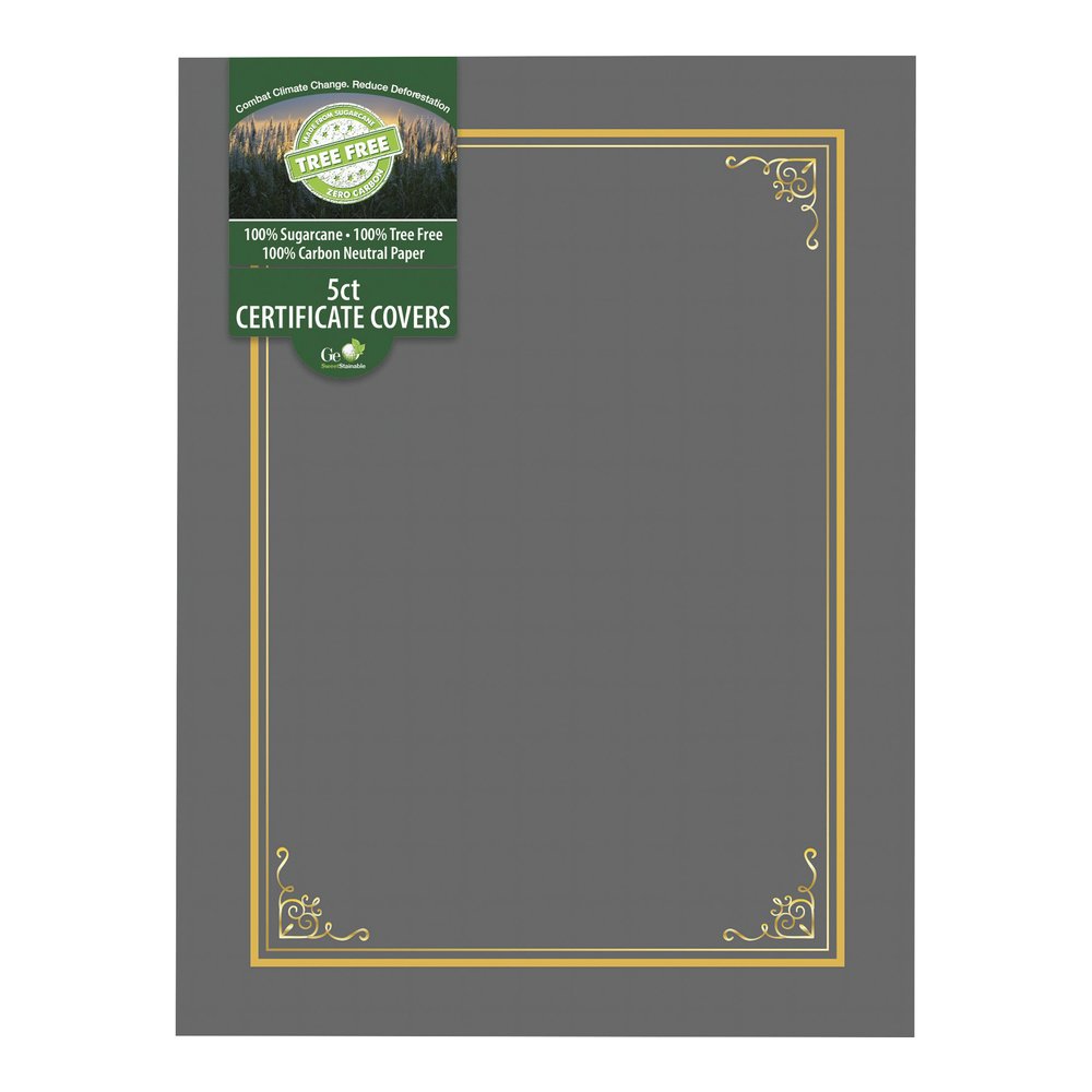 Geographics Letter Certificate Holder - 8 1/2" x 11" - Gray - 5 / Pack. Picture 3