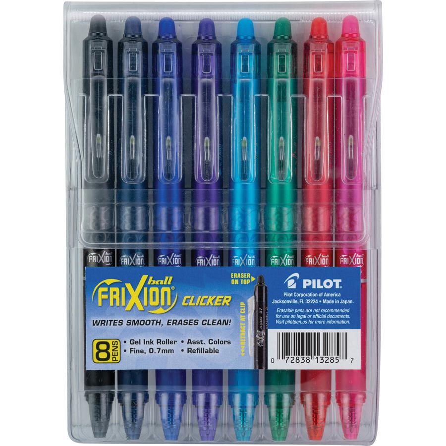 Pilot Erasable Gel Pens - Retractable - Erasable - Pink, Red, Green, Turquoise, Blue, Purple, Navy, Black Ink - Water Based, Gel-based - Translucent Barrel - Document, Writing - 8 / Pack. Picture 3