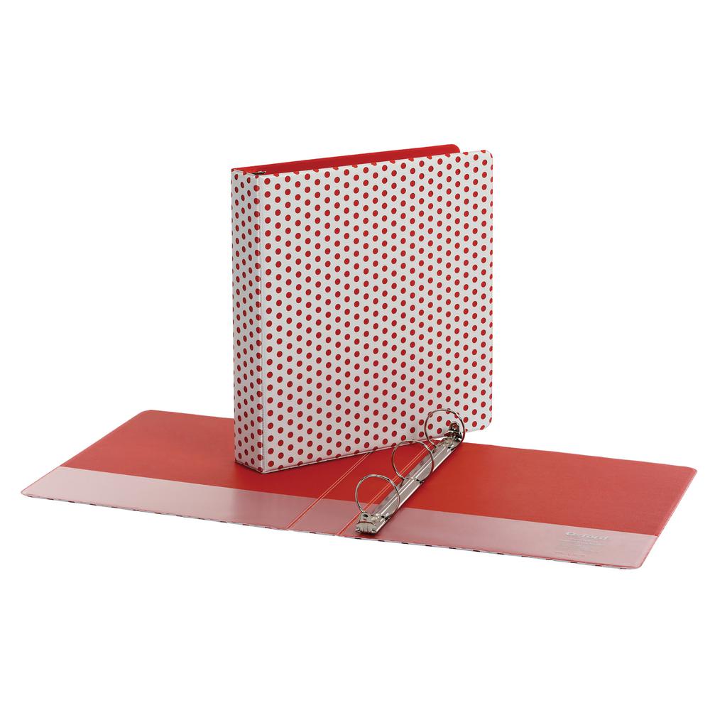 Oxford 1-1/2" Back-mounted Round Ring Binder - 1 1/2" Binder Capacity - 350 Sheet Capacity - Fastener: Round Ring - Pocket: 2, Internal - Red - 1 Each. Picture 2