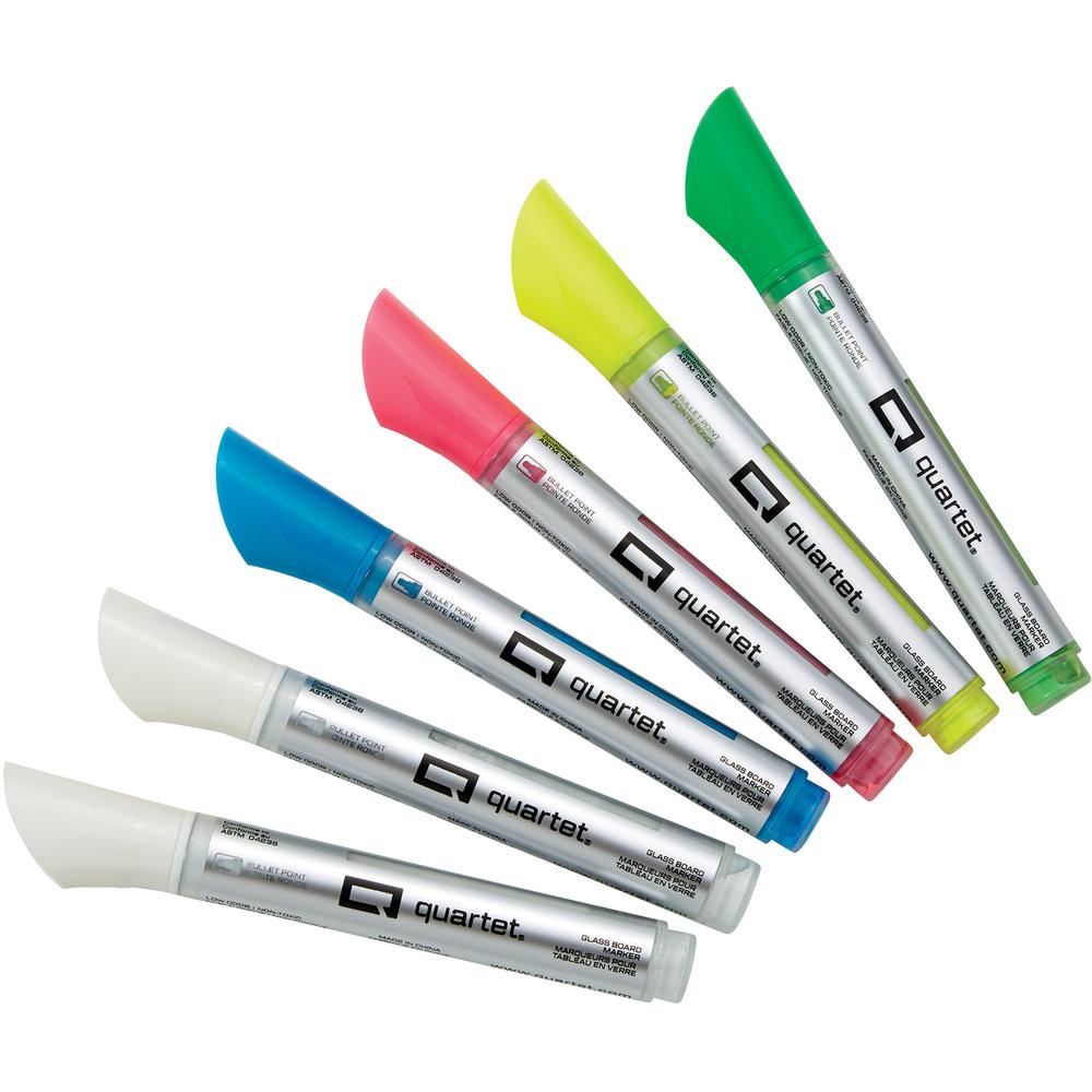 Quartet Glass Board Bullet Tip Neon Markers - Assorted Neon Ink - 1 Pack. Picture 2
