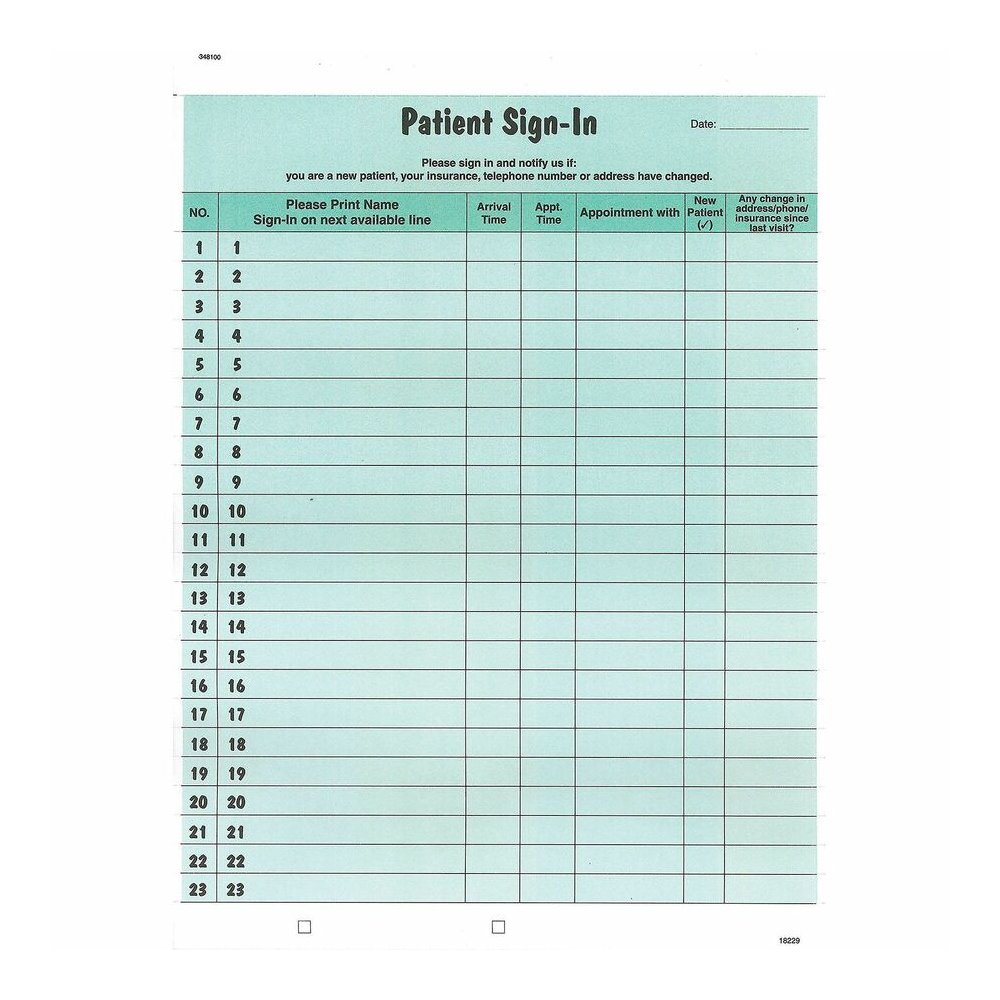 Tabbies Patient Sign-In Label Forms - 125 Sheet(s) - 11" x 8.50" Form Size - Letter - Green Sheet(s) - Paper - 125 / Pack. Picture 6