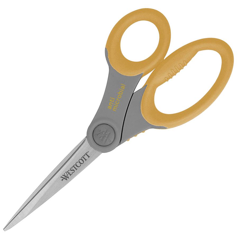 Westcott 8" Titanium Bonded Antimicrobial Scissors - Left/Right - Titanium - Straight Tip - Gray/Yellow - 1 Each. Picture 8