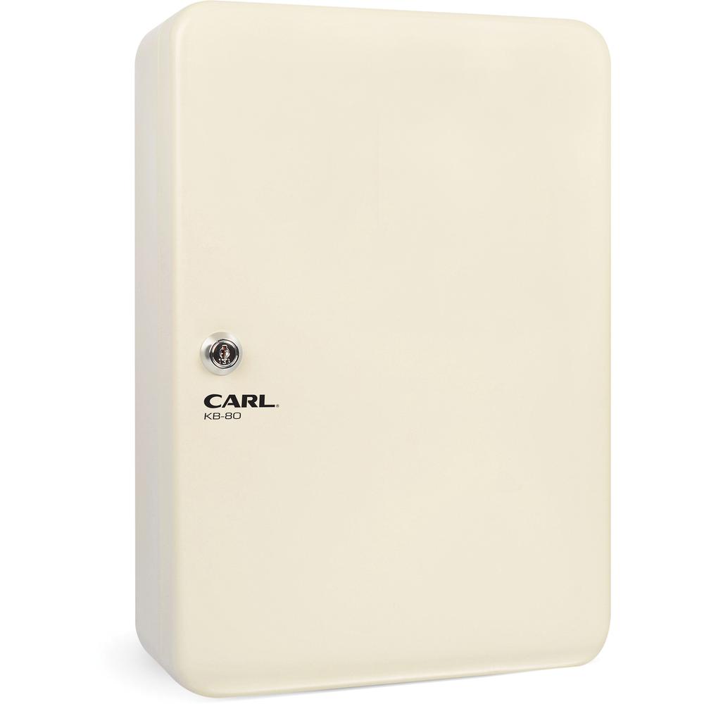 CARL Steel Security Key Cabinet - 12.5" Length x 9.3" Width x 3.5" Height - Lockable, Wall Mountable - Ivory - Steel. Picture 2