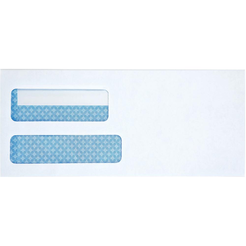 Business Source Double Window #10 Envelopes - Double Window - #10 - 24 lb - Self-sealing - White - 1 Box. Picture 2