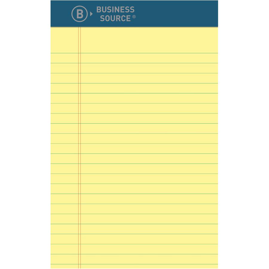 Business Source Premium Writing Pad - 50 Sheets - 0.20" Height x 5" Width x 8" Length - Canary Paper - Tear Proof, Sturdy Back, Bleed-free - 1 Dozen. Picture 3