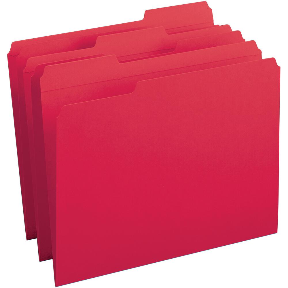 Business Source 1/3 Tab Cut Recycled Top Tab File Folder - Red - 10% Recycled - 100 / Box. Picture 2